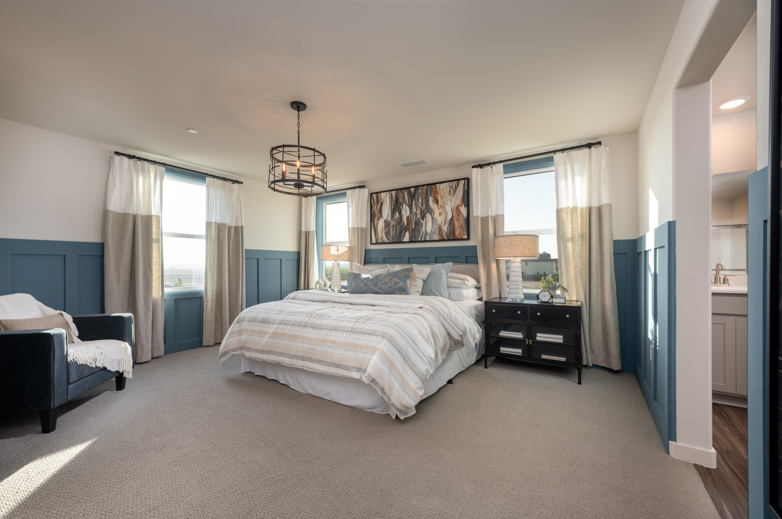 A bedroom with two beds.