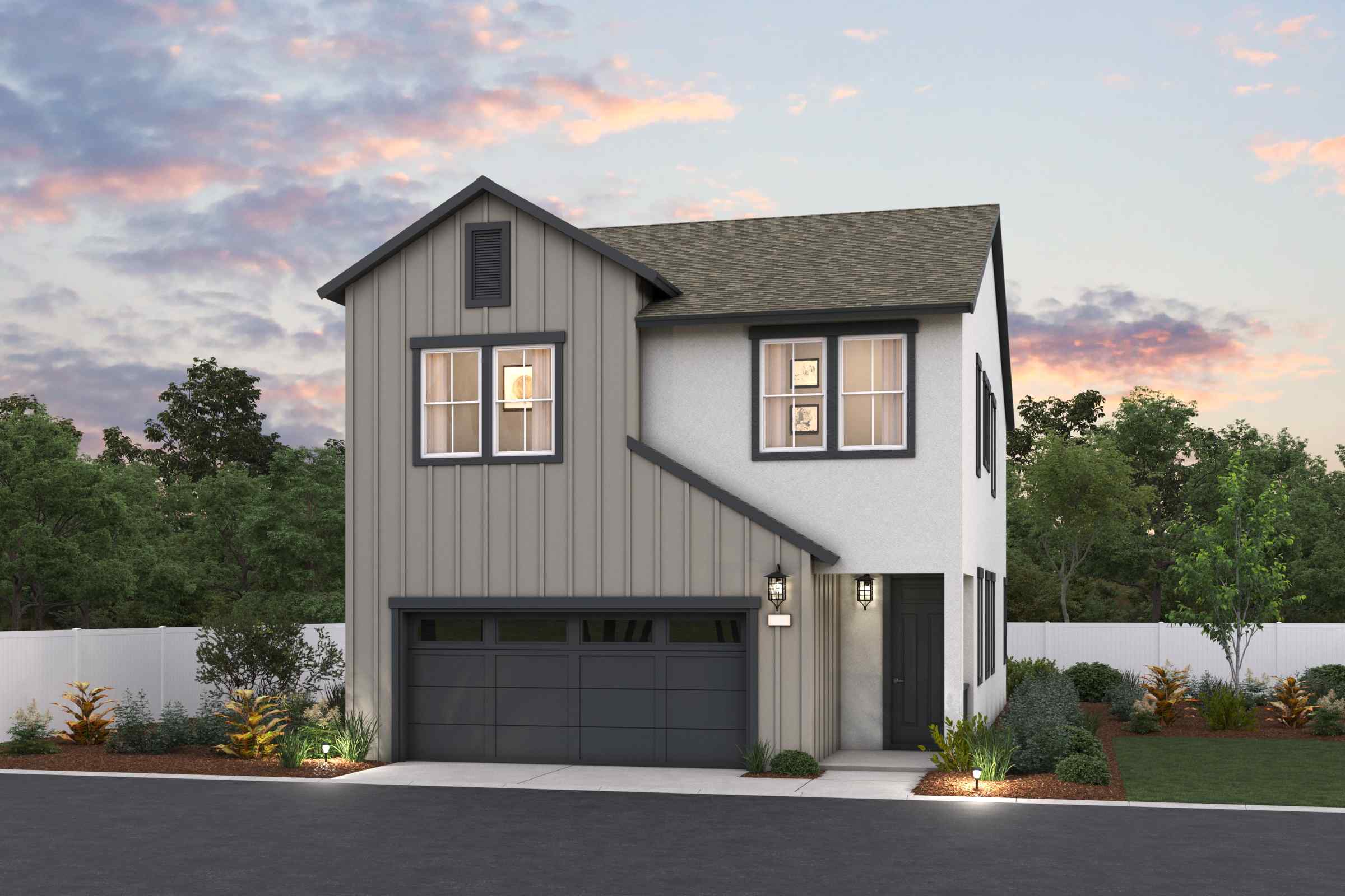 A house with a garage.