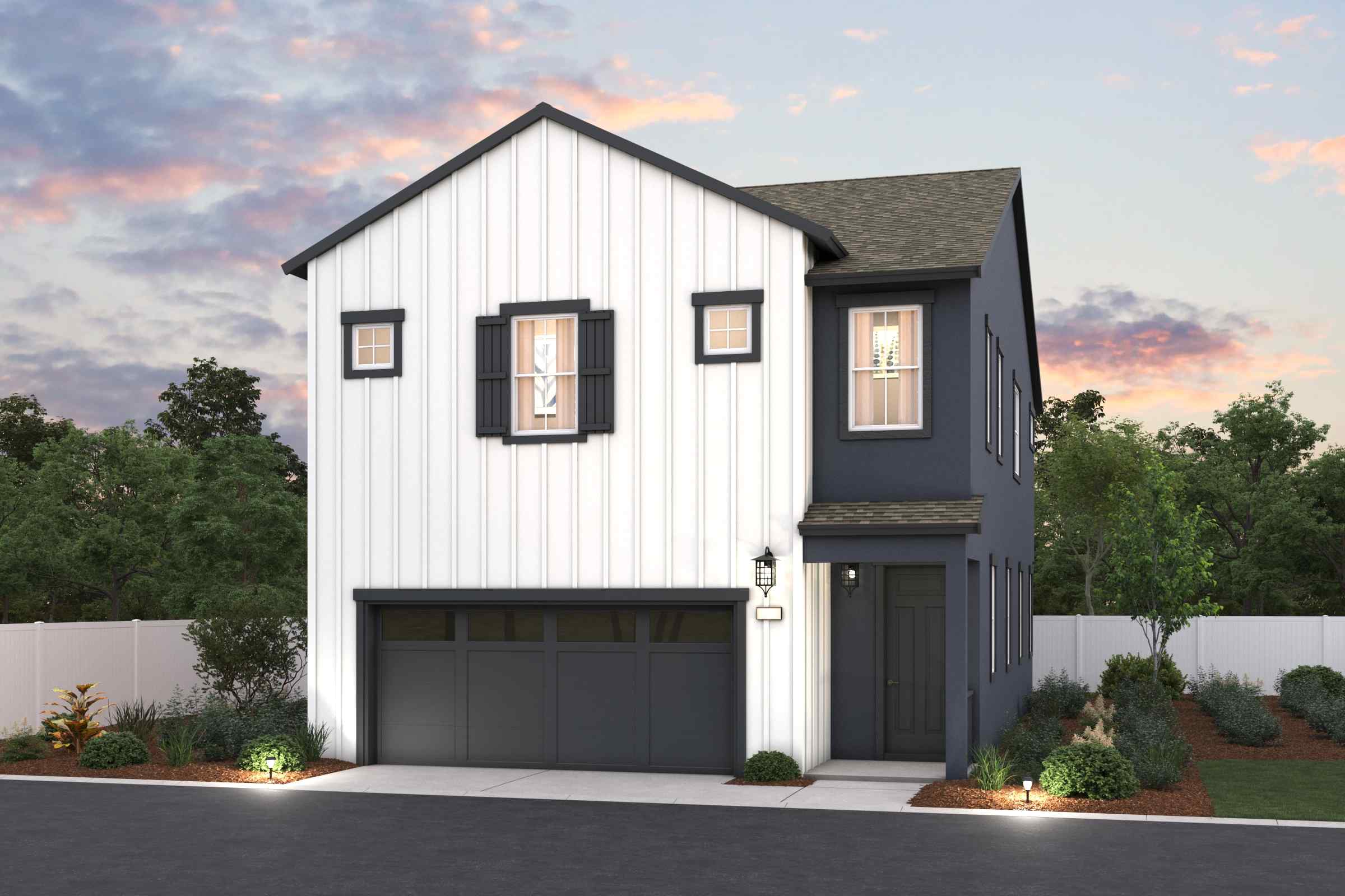 A house with a garage.