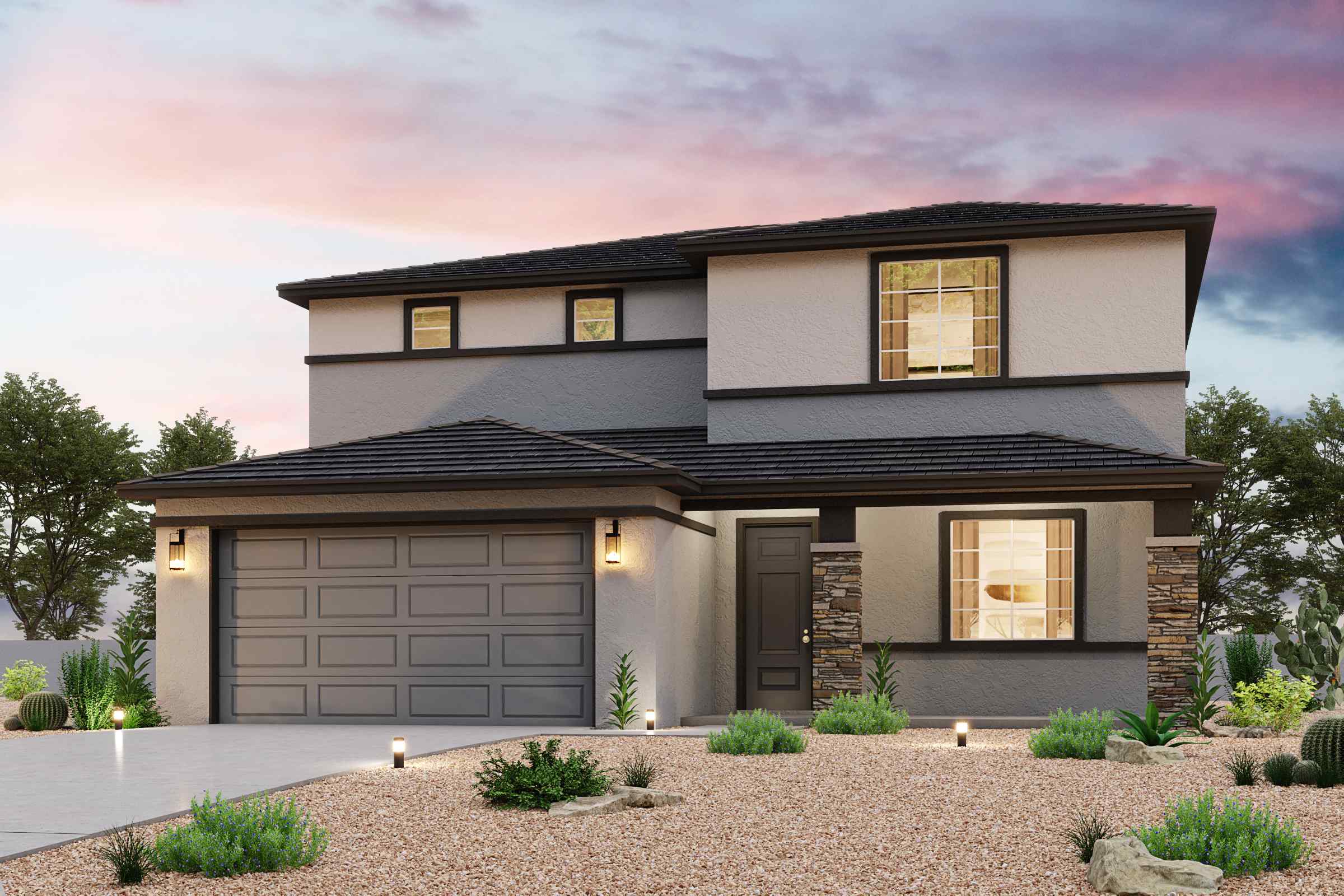 A house with a garage.