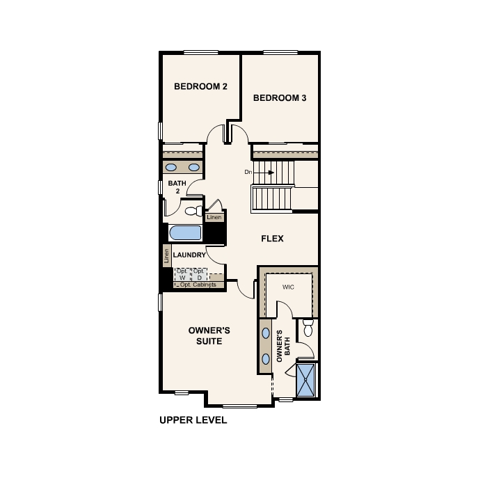 Diagram, engineering drawing. Blue Spruce Floorplan, Upper Level