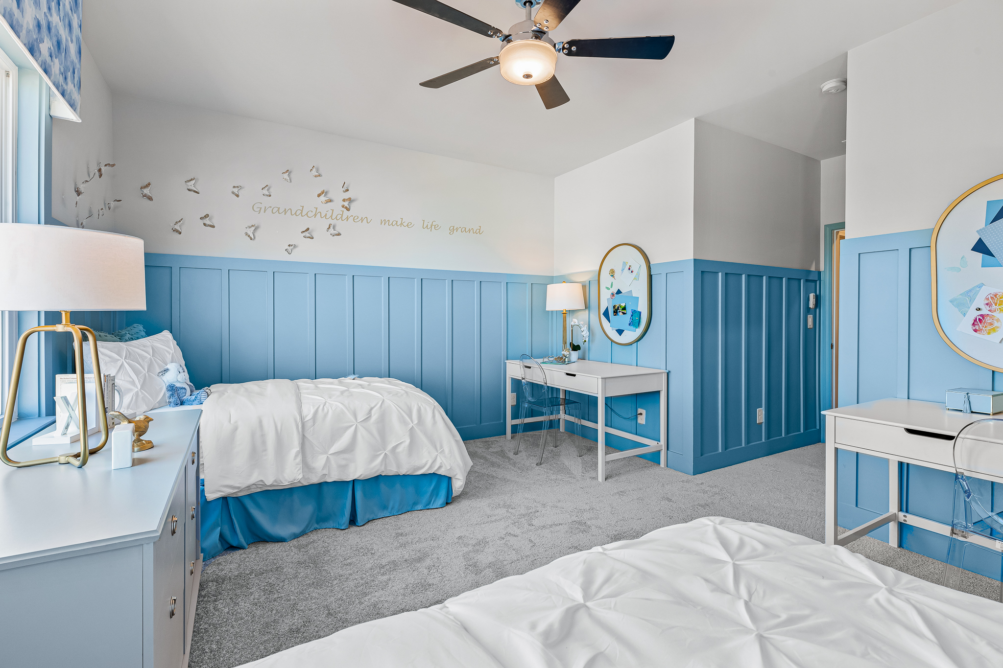 A room with two beds.