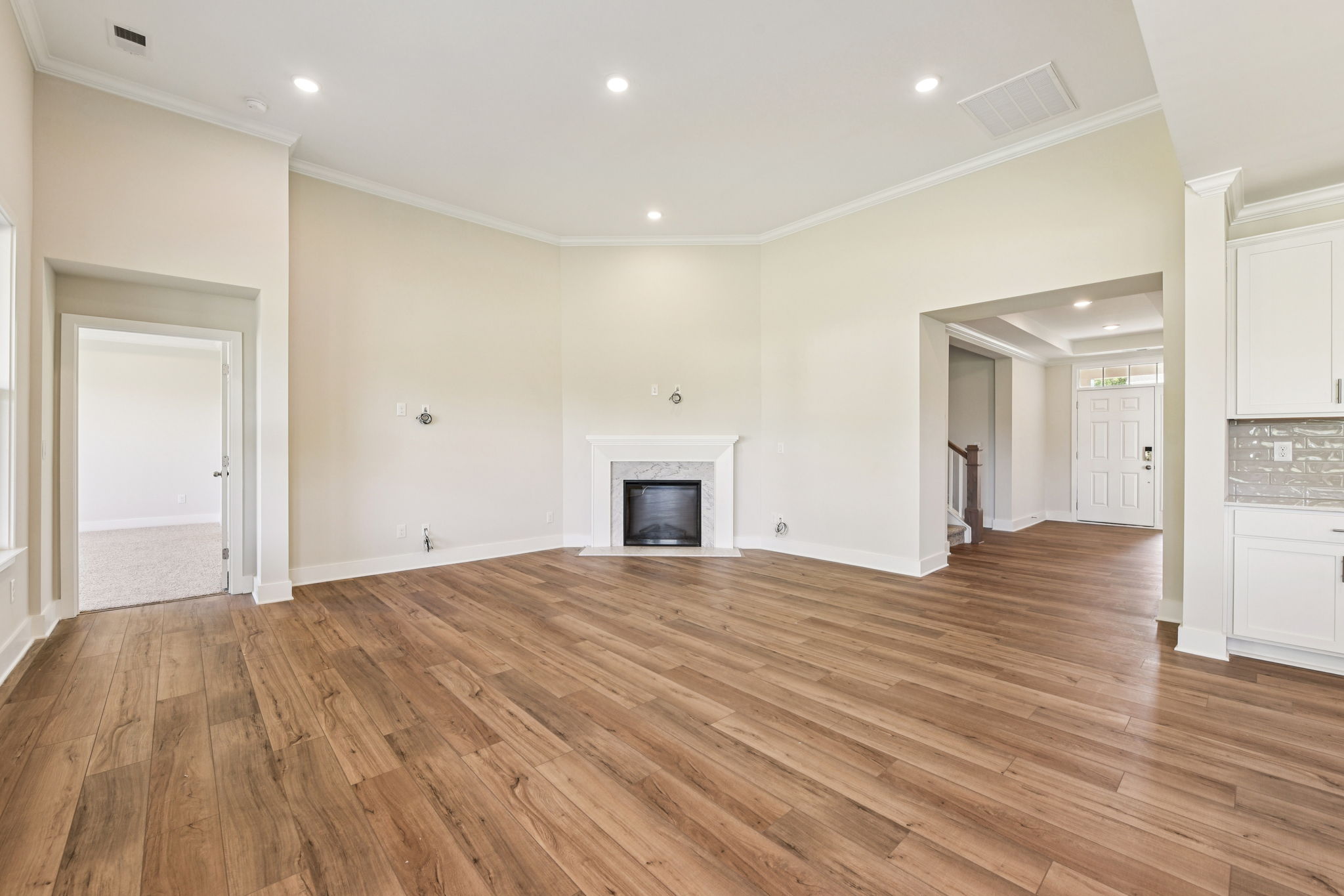 A large empty living room.