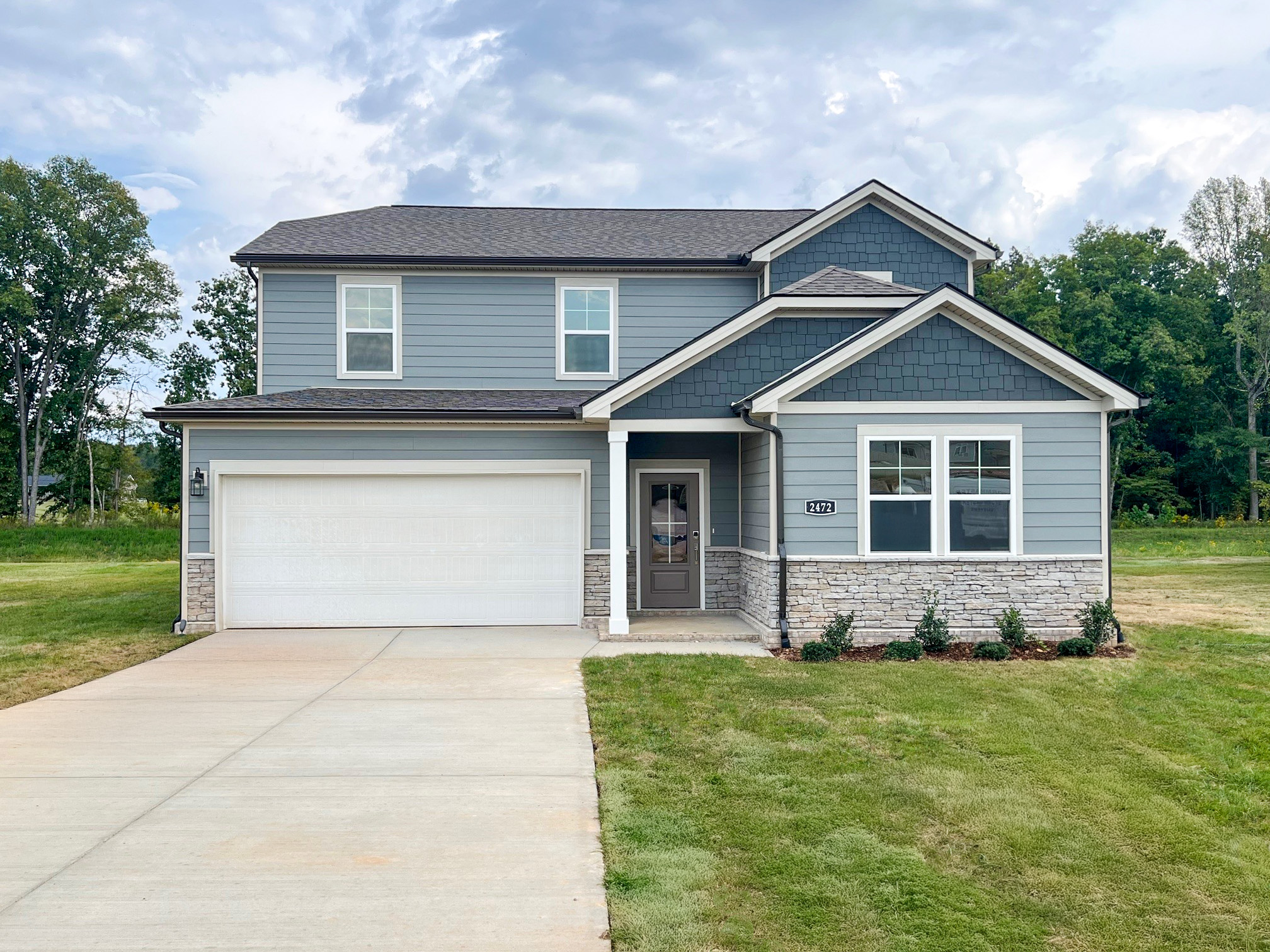 A house with a garage.