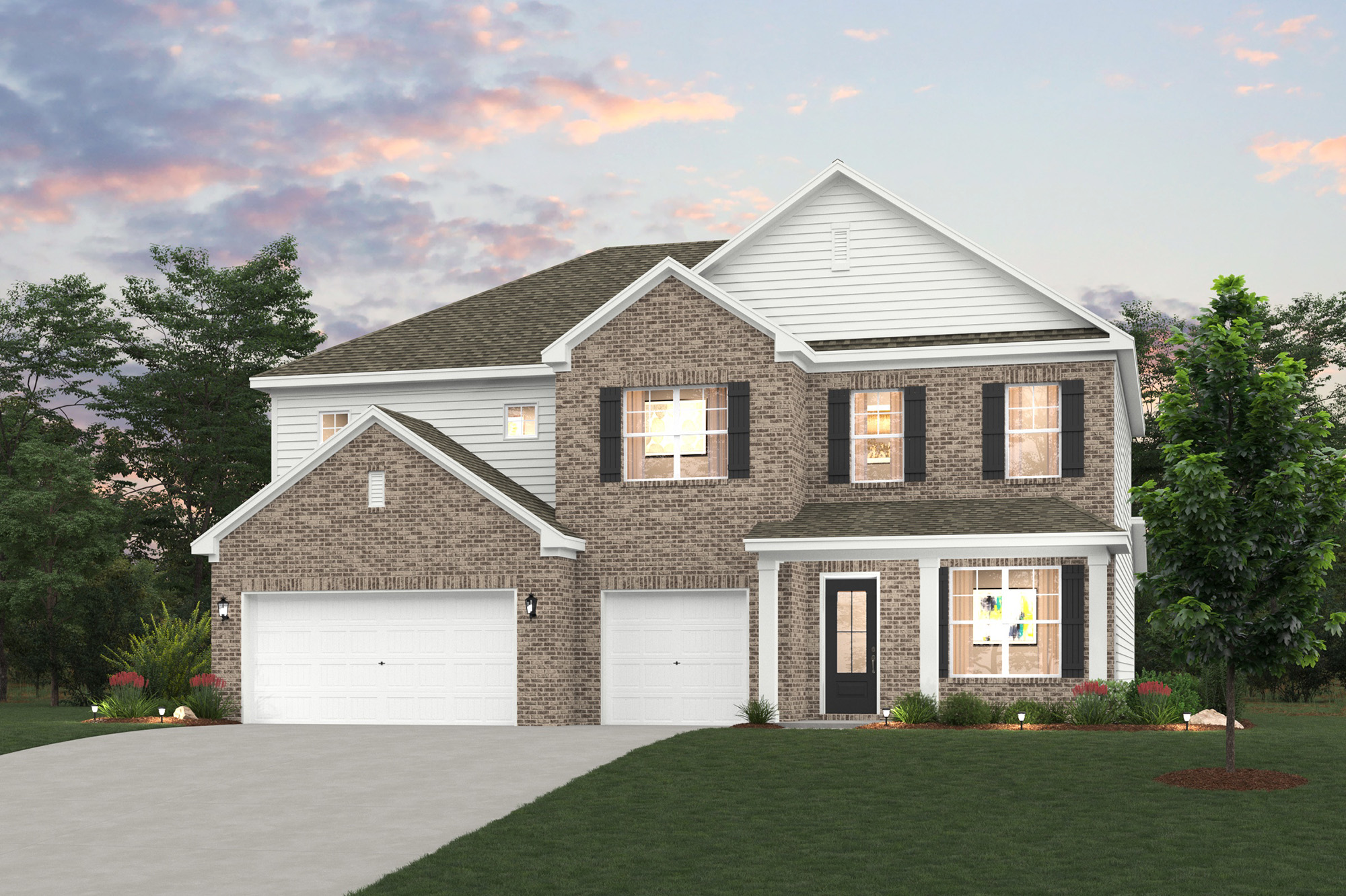 A house with a garage.