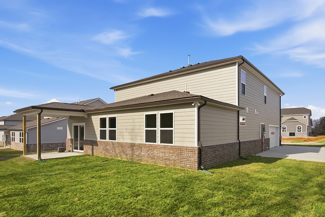 A house with a brick wall.