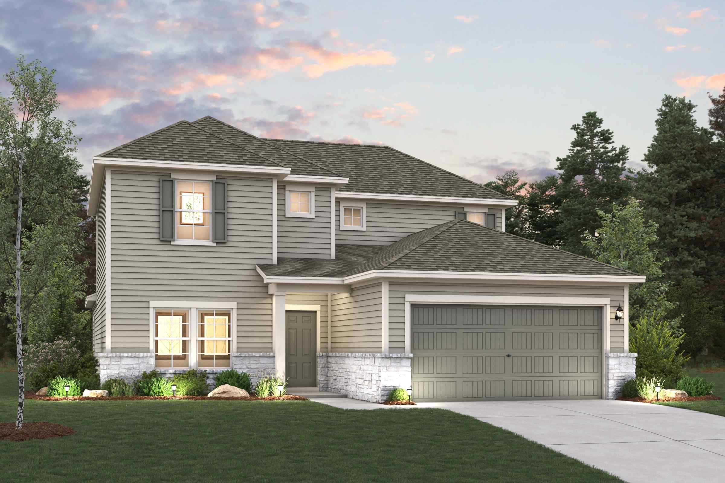 A house with a garage.