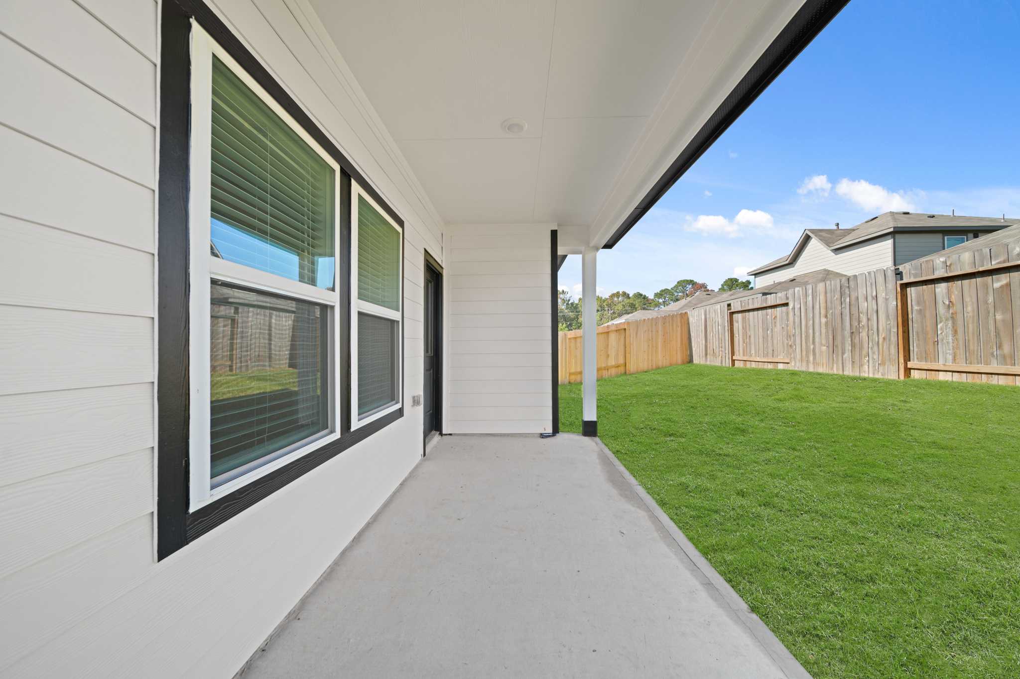 A walkway between two buildings.