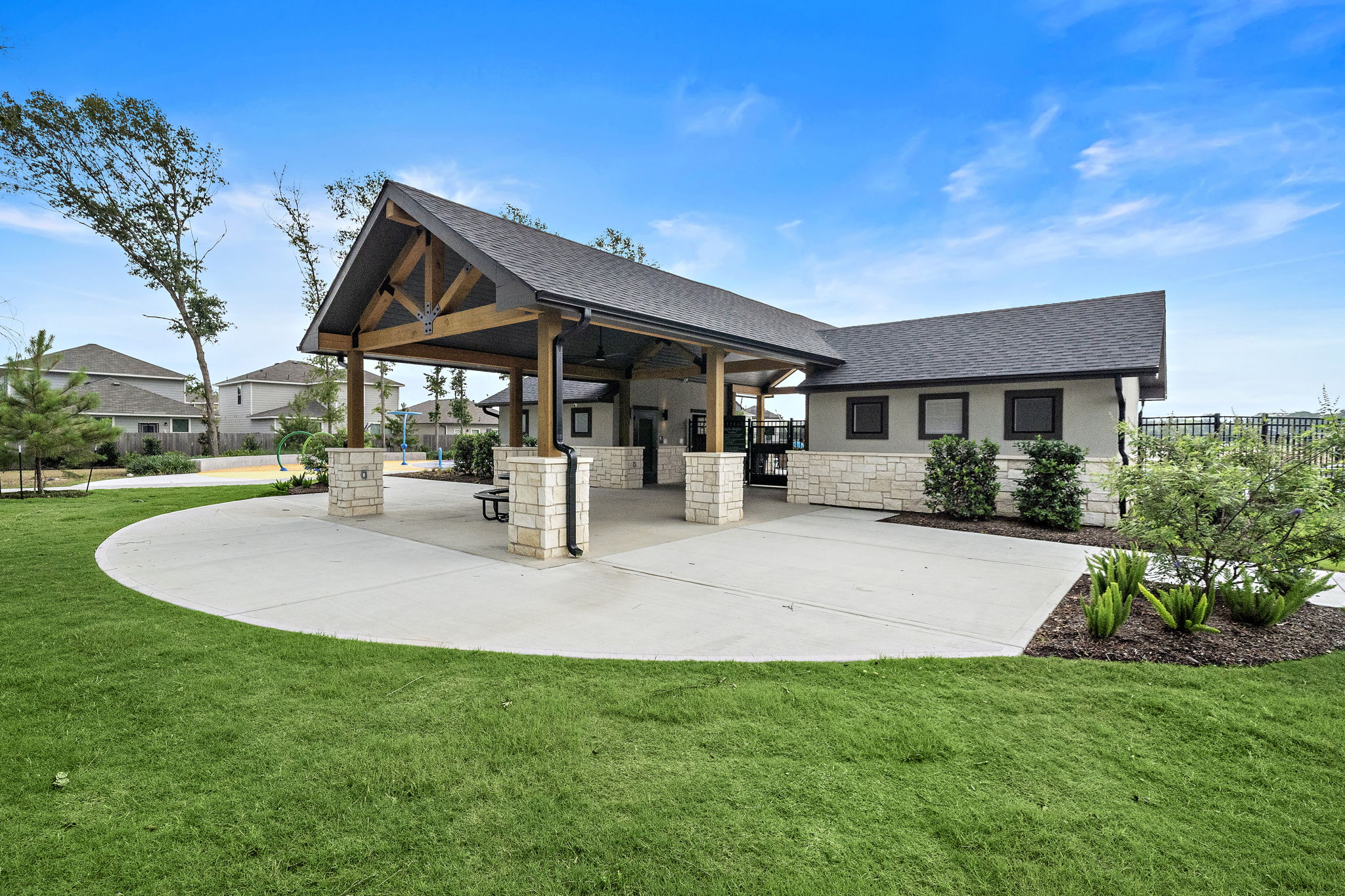 A house with a grass yard.
