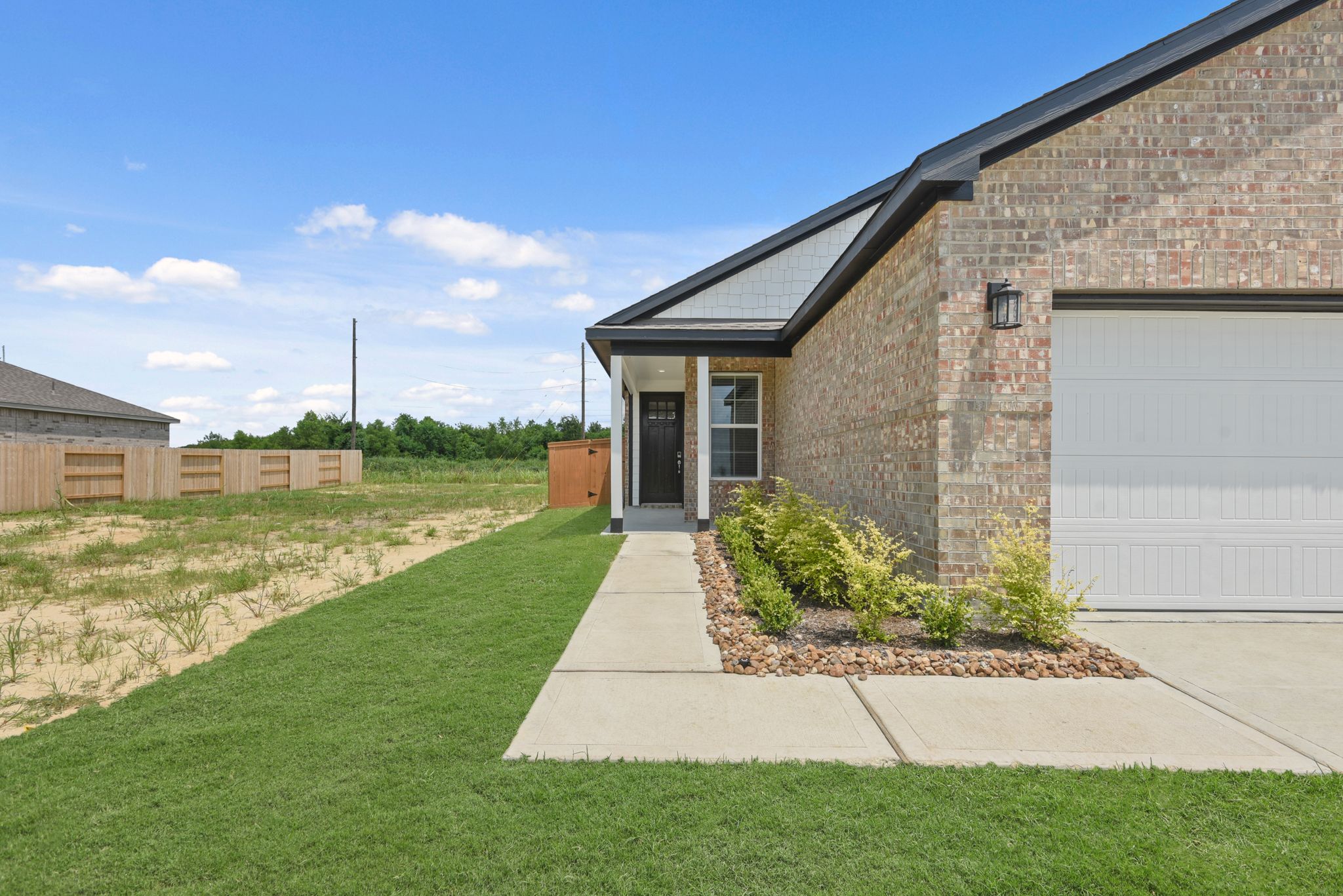A house with a garage.