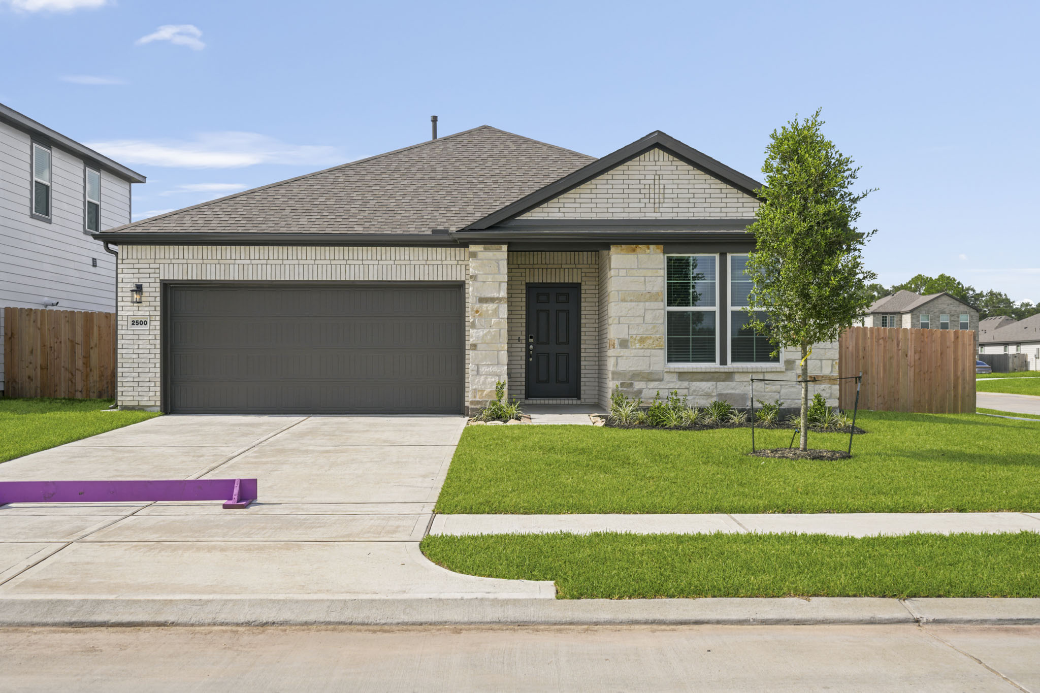 A house with a garage.