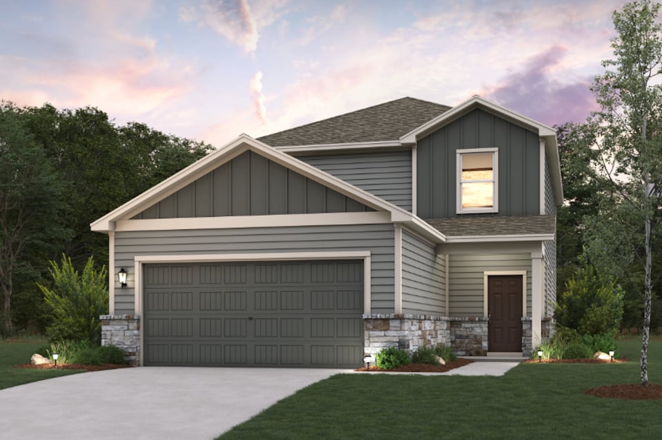 A house with a garage.