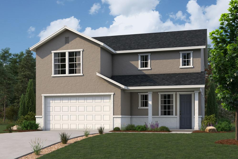 A house with a garage.