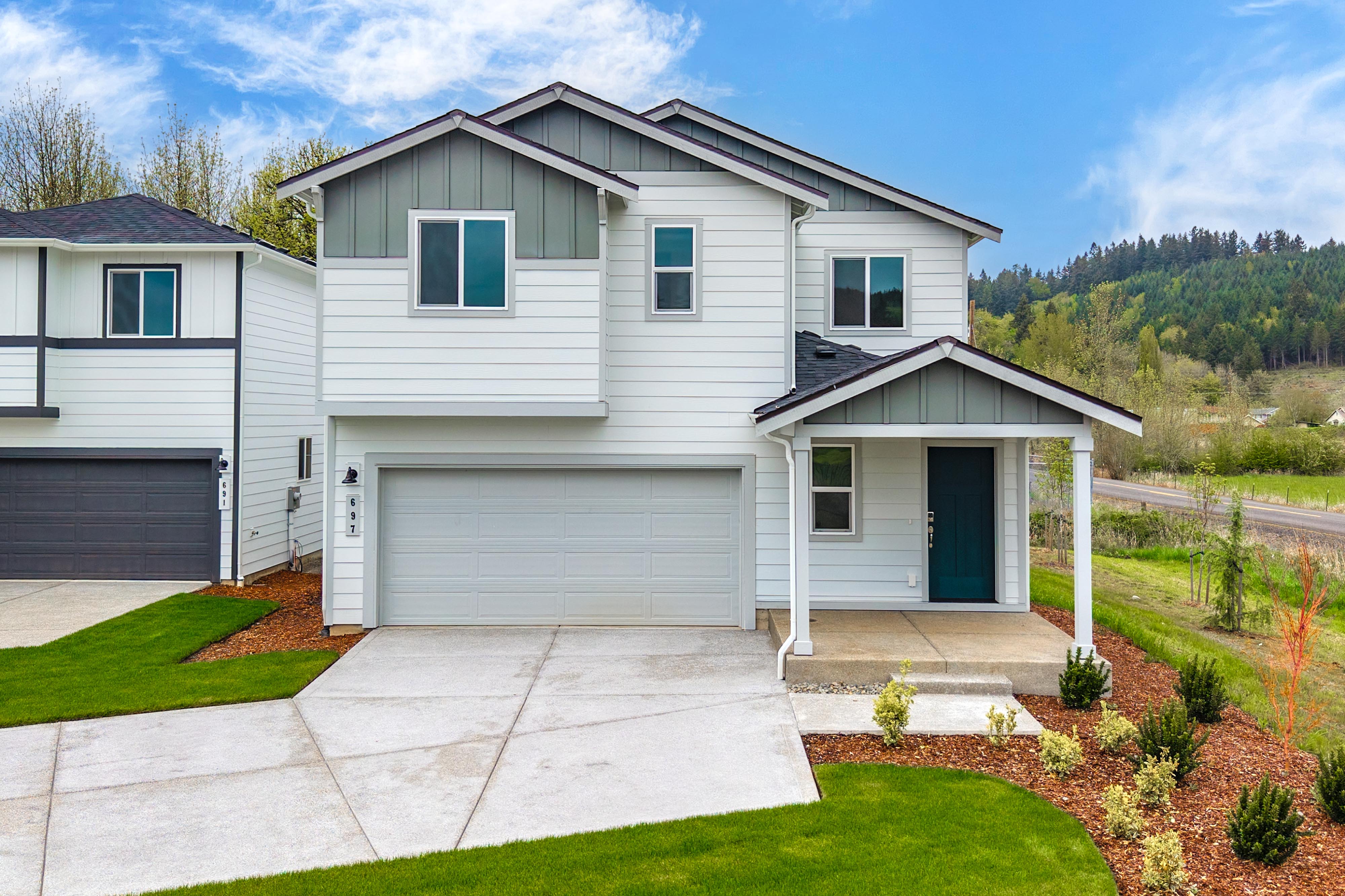 A house with a garage.