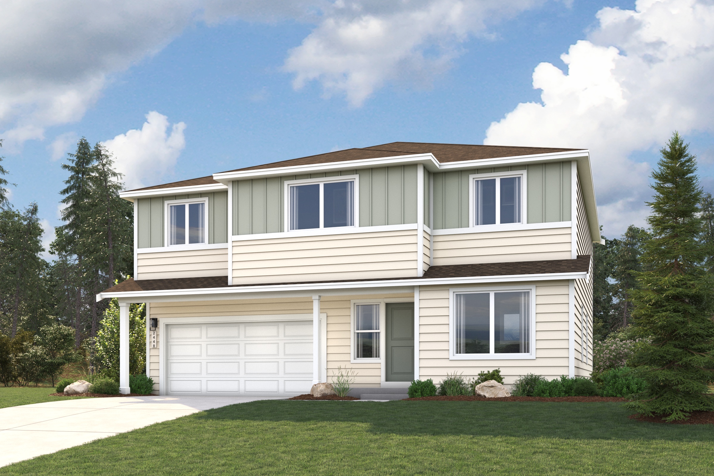 A house with a garage.