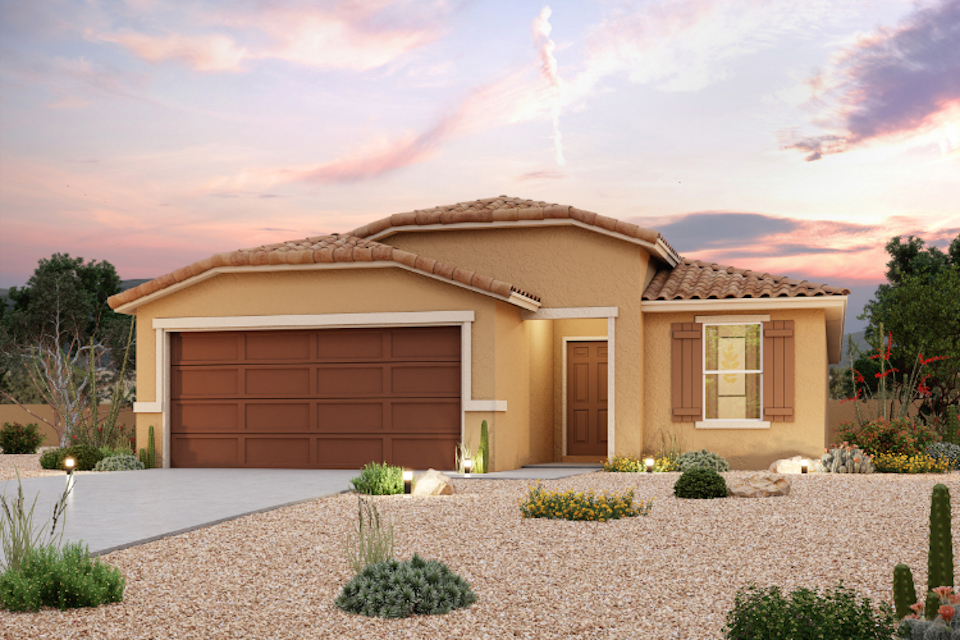 A house with a garage.