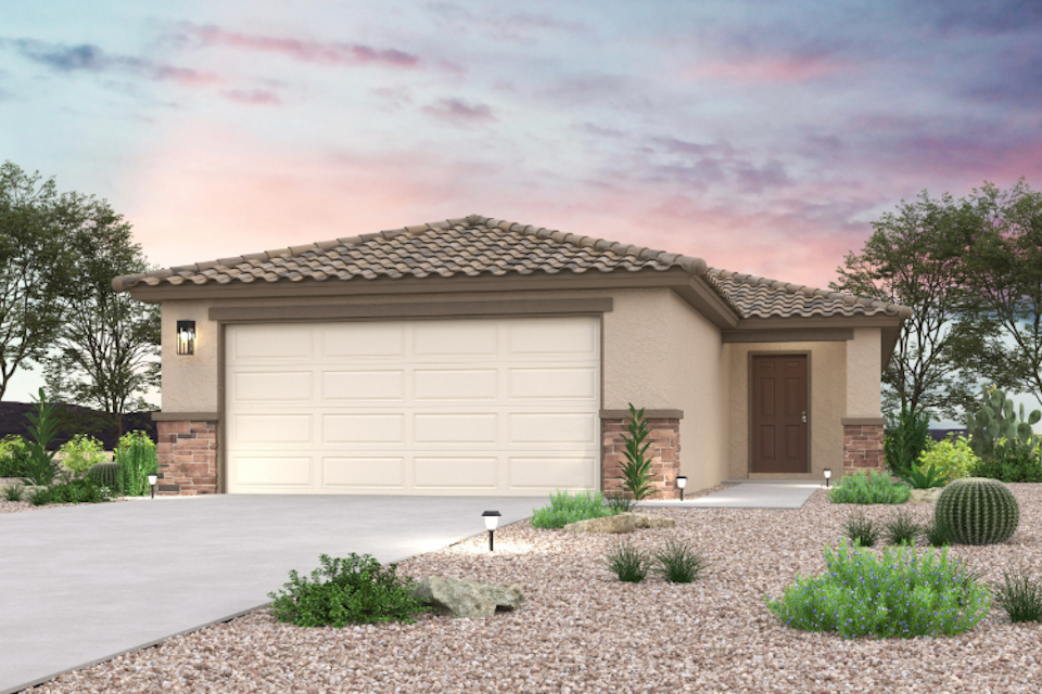 A house with a garage.