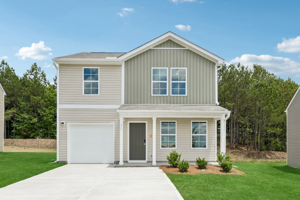 A house with a garage.