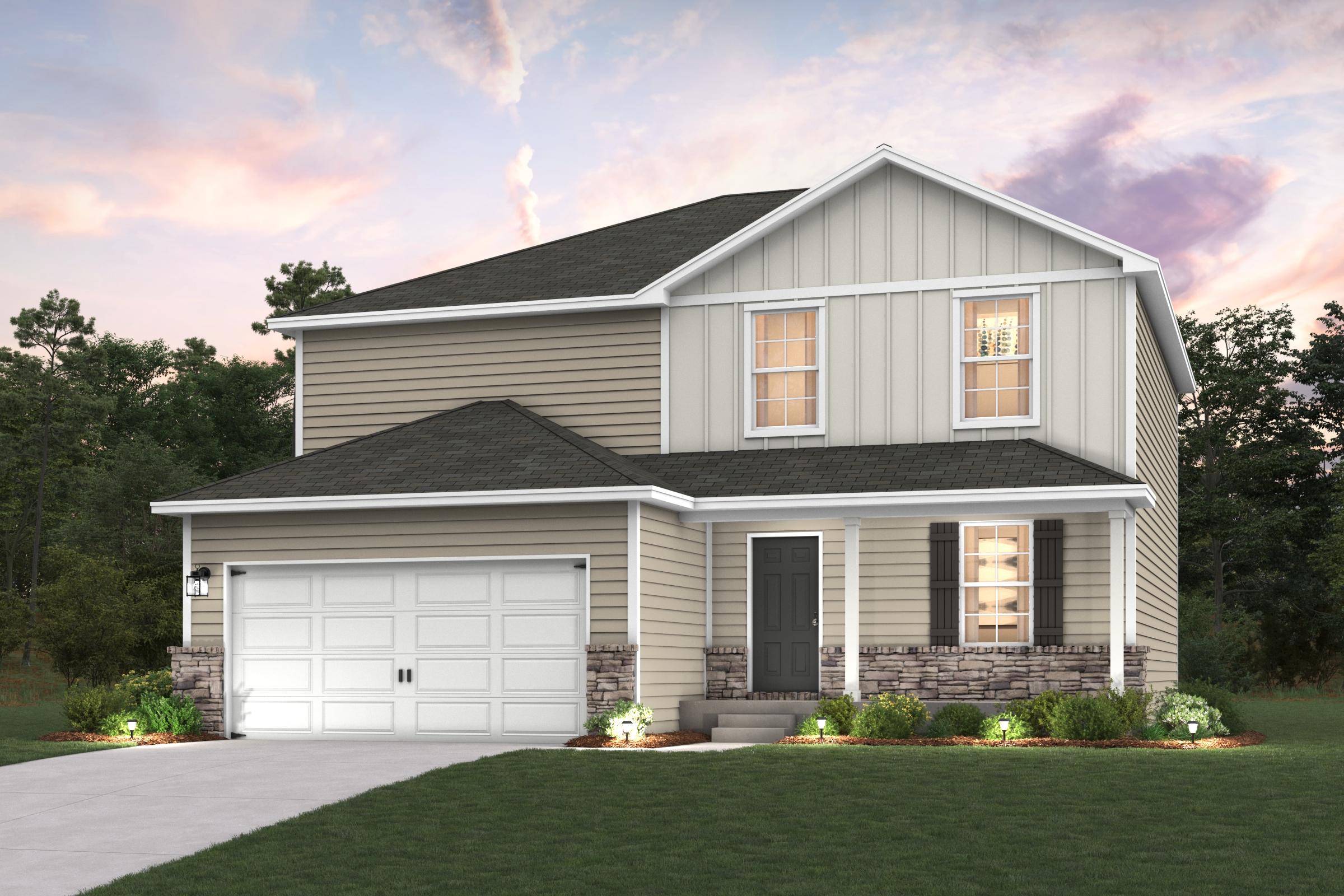 A house with a garage.