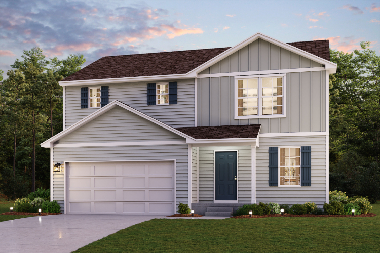 A house with a garage.